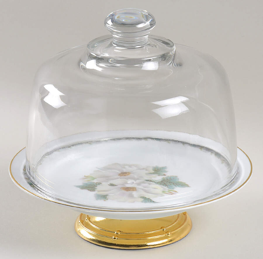 5029 6 1/2"-7 1/2" Footed Cheese Plate w/ Glass Dome HC by Noritake-1
