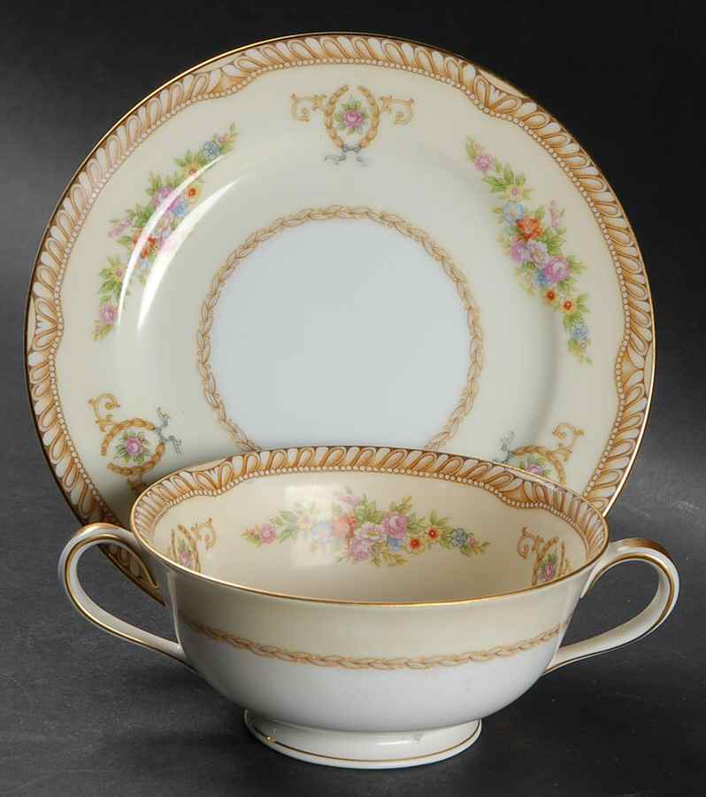 Abelia Footed Cream Soup Bowl & Saucer Set by Noritake-1