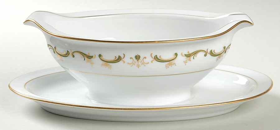 Aberdeen (Newer) Gravy Boat with Attached Underplate by Noritake-1