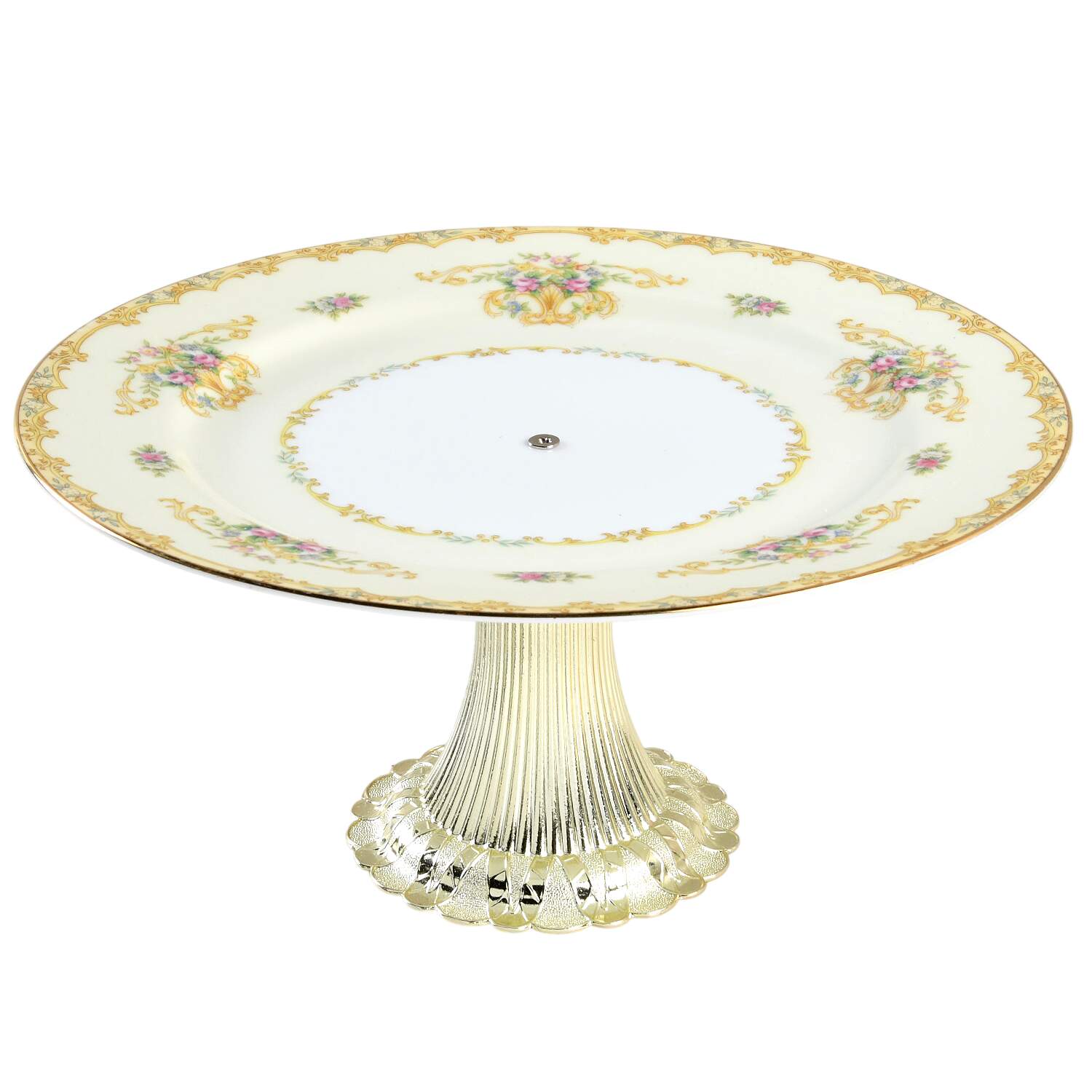 Acacia Cake Stand with 4"-5" Metal Pedestal  Hc by Noritake-1