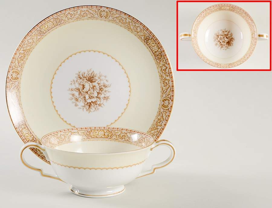 Adelpha Footed Cream Soup Bowl & Saucer Set by Noritake-1
