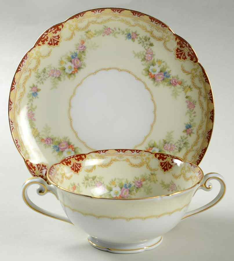 Ainslee Footed Cream Soup Bowl & Saucer Set by Noritake-1