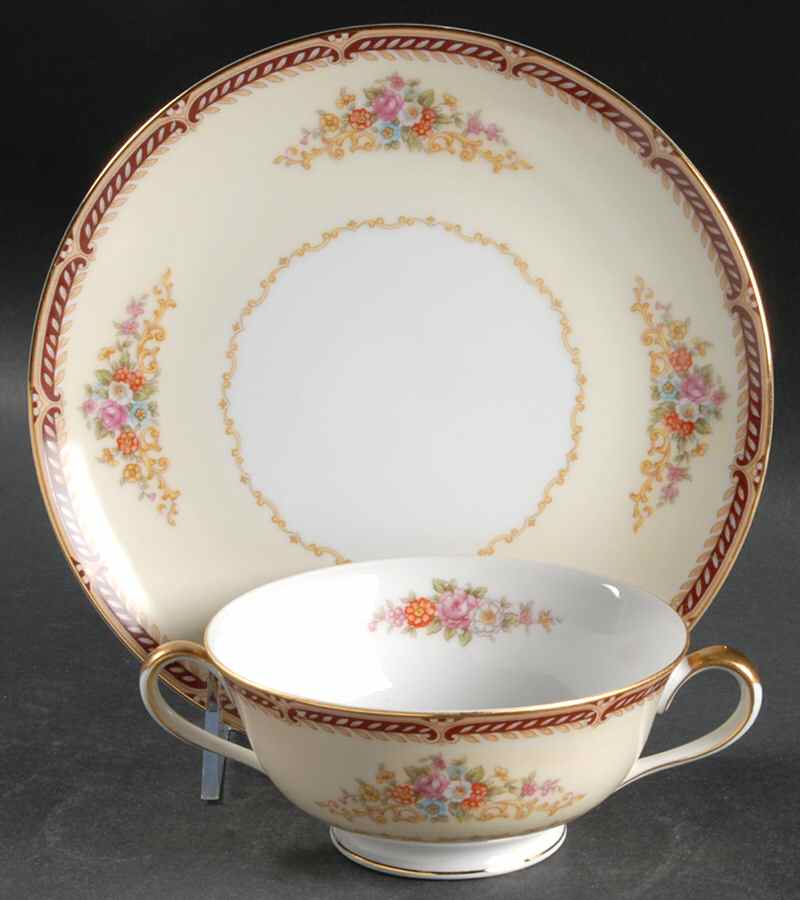 Alberta Footed Cream Soup Bowl & Saucer Set by Noritake-1