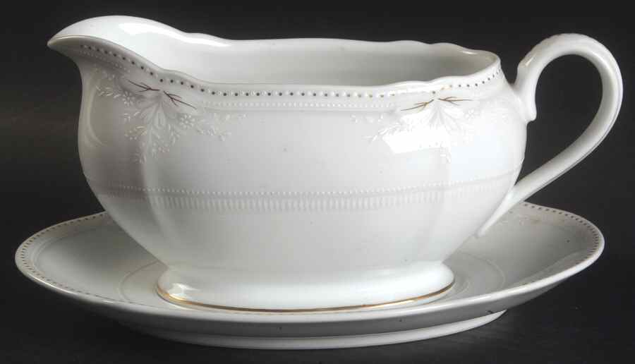 Alcott Gravy Boat & Underplate (Relish/Butter) by Noritake-1