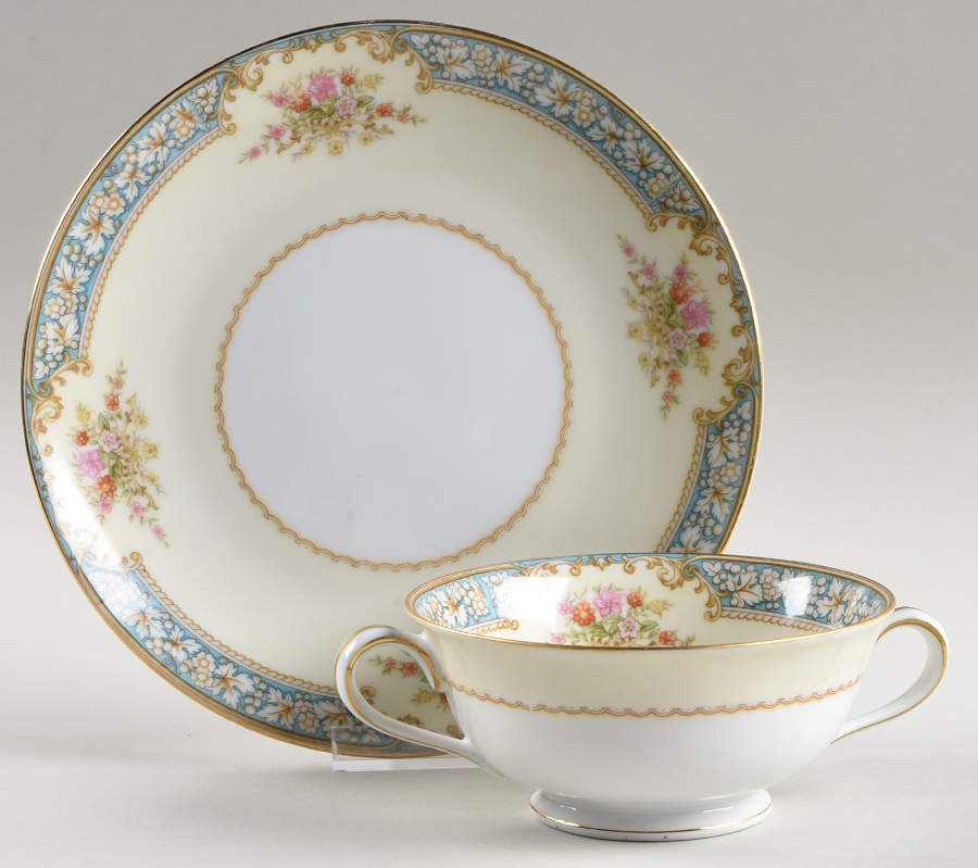 Alexis Footed Cream Soup Bowl & Saucer Set by Noritake-1