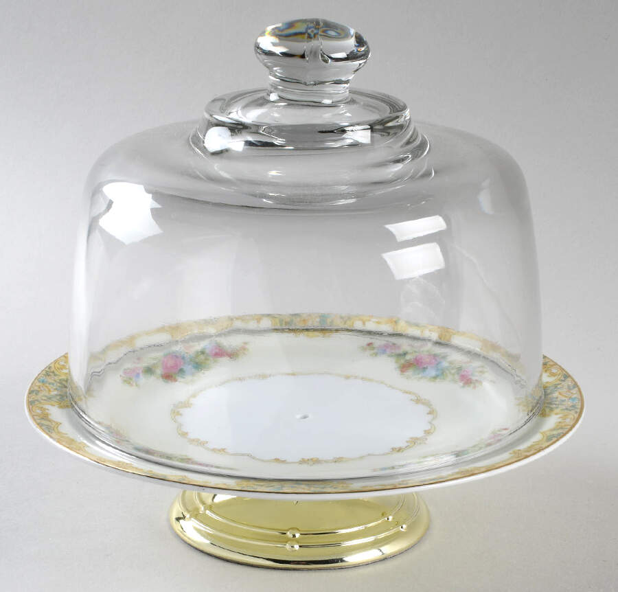 Alvin 6 1/2"-7 1/2" Footed Cheese Plate w/ Glass Dome HC by Noritake-1