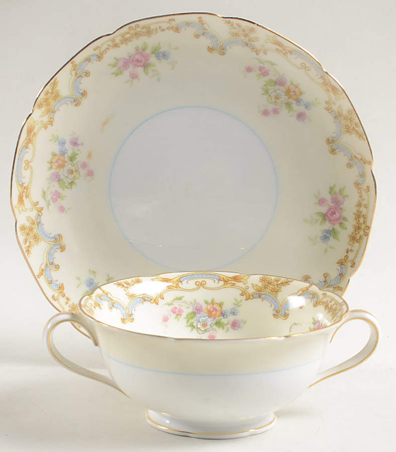 Alvadore Footed Cream Soup Bowl & Saucer Set by Noritake-1