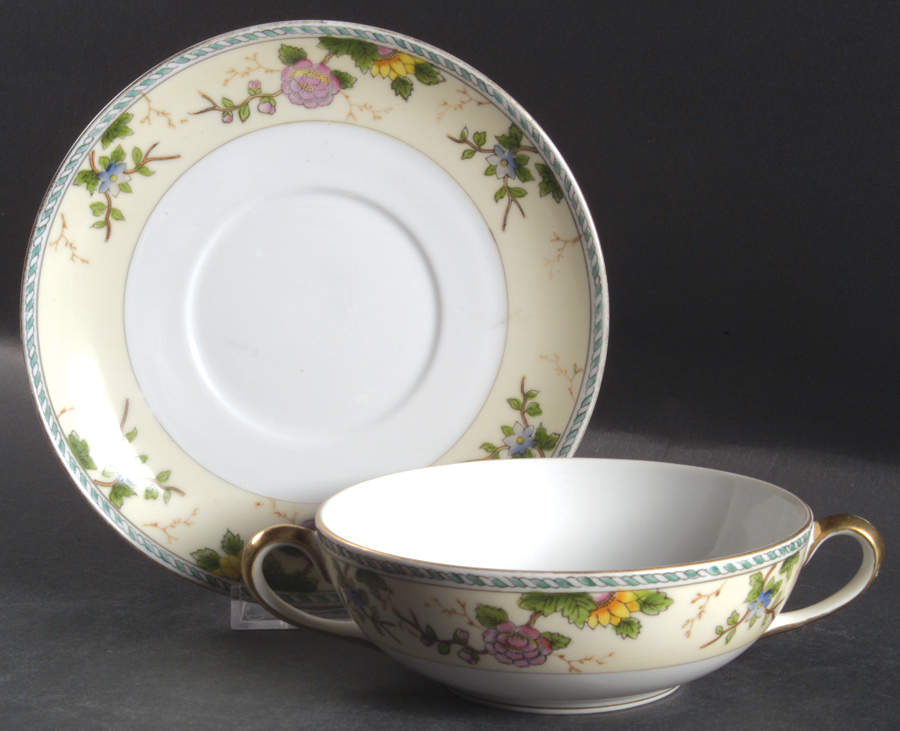 Amerita Flat Cream Soup Bowl & Saucer Set by Noritake-1