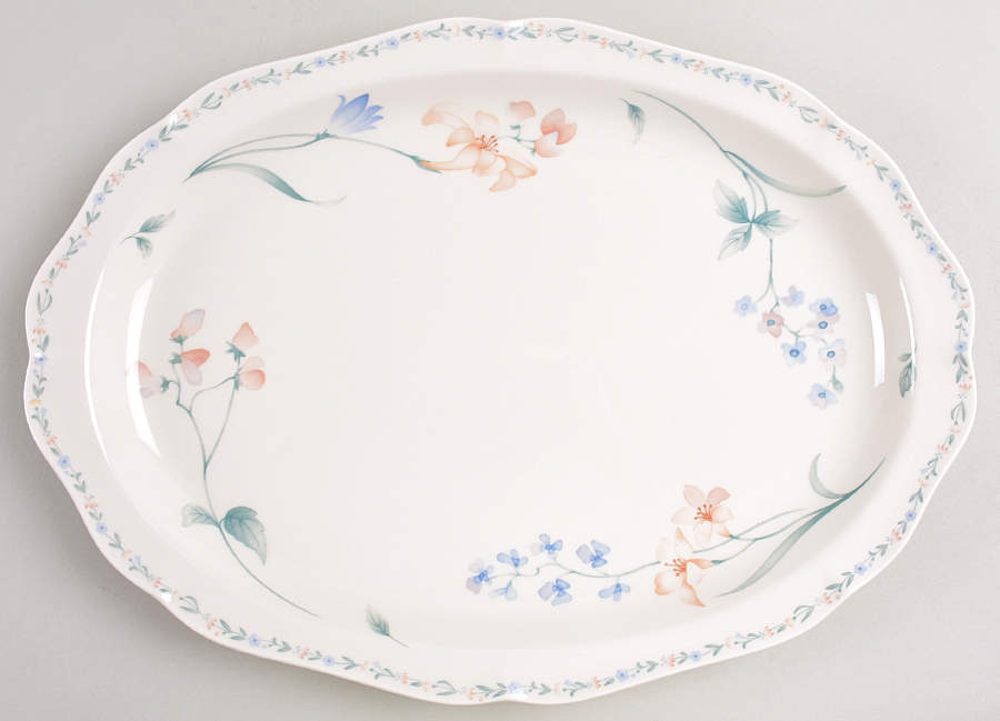 American Flowers 14" Oval Serving Platter by Noritake-1