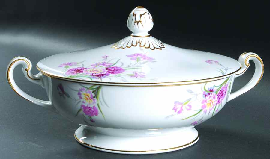 Amherst Gold Trim Round Covered Vegetable by Noritake-1