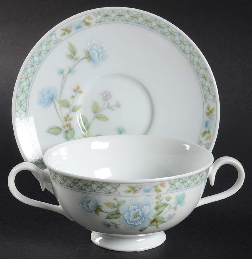 Angel D'Amour Footed Cream Soup Bowl & Cup Saucer Set by Noritake-1