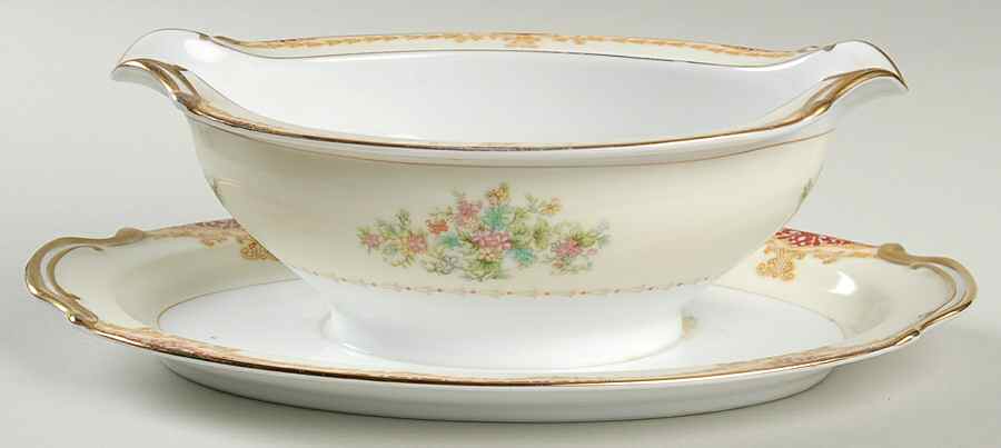 Anemone Gravy Boat with Attached Underplate by Noritake-1