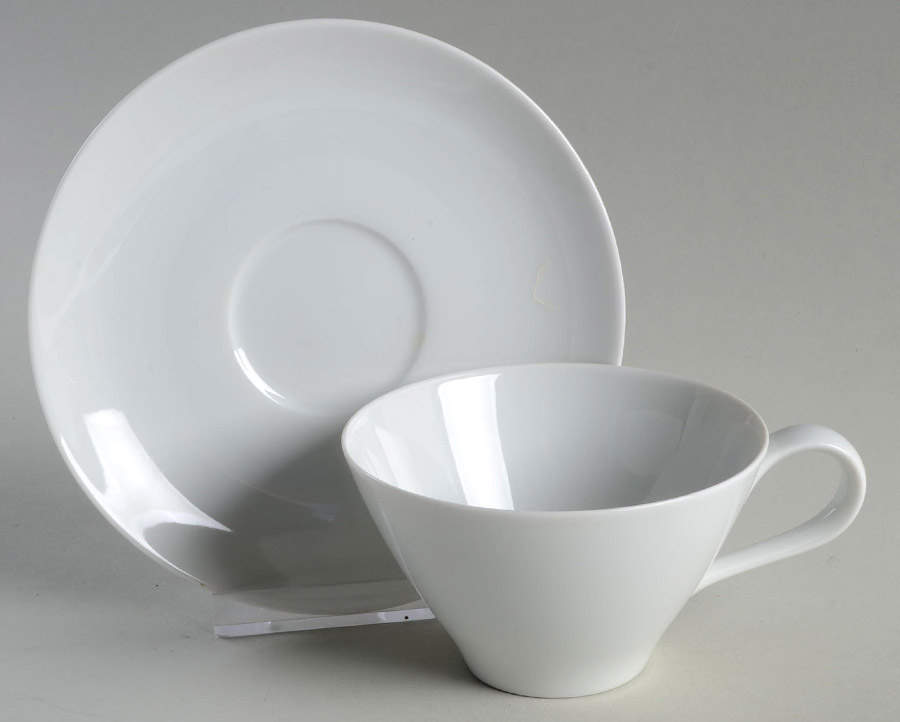 Angela White Flat Cup & Saucer Set by Noritake-1