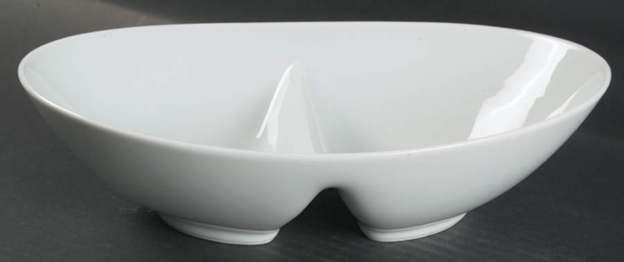 Angela White 10" Oval Divided Vegetable Bowl by Noritake-1