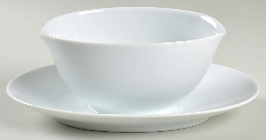 Angela White Gravy Boat with Attached Underplate by Noritake-1