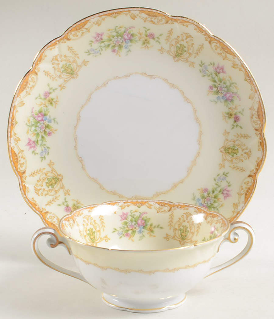 Annabel Flat Cream Soup Bowl & Saucer Set by Noritake-1