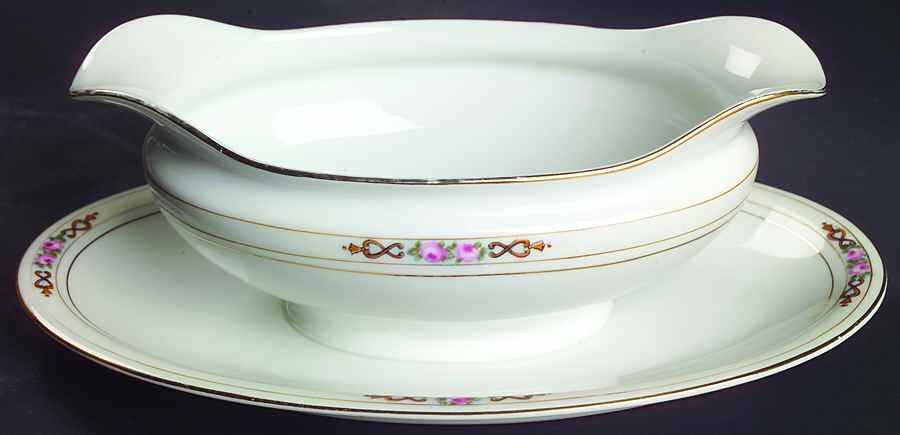 Ansonia Gravy Boat with Attached Underplate by Noritake-1
