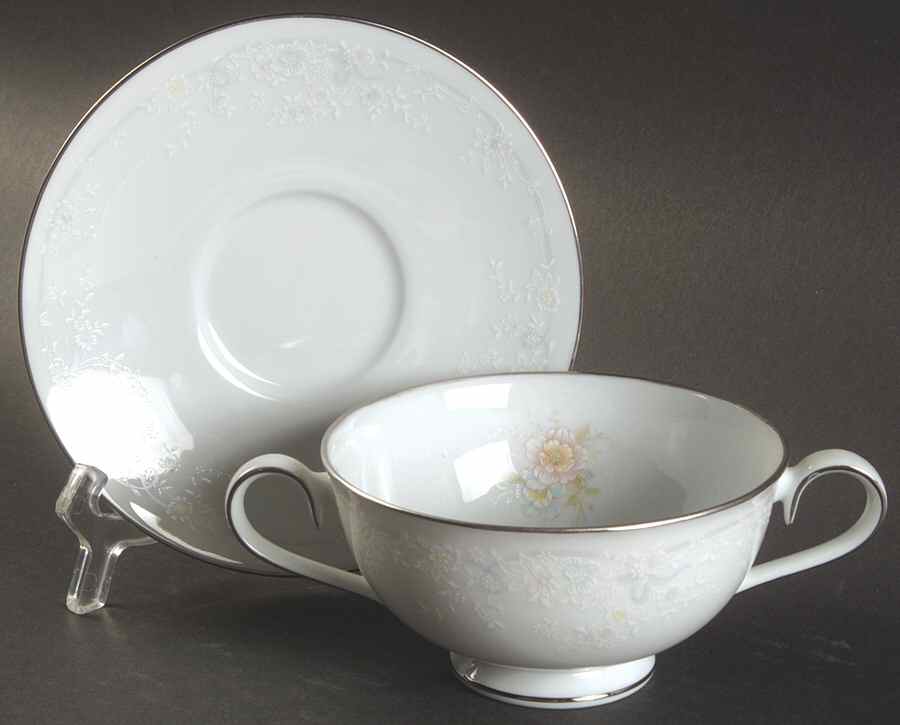 Anticipation Footed Cream Soup Bowl & Cup Saucer Set by Noritake-1