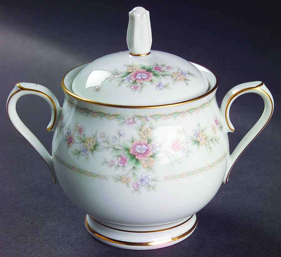 Applique Sugar Bowl & Lid by Noritake-1