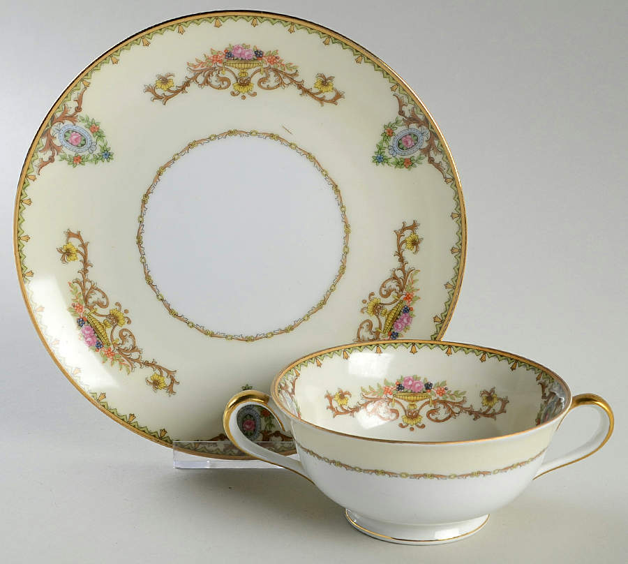 Arabella Footed Cream Soup Bowl & Saucer Set by Noritake-1