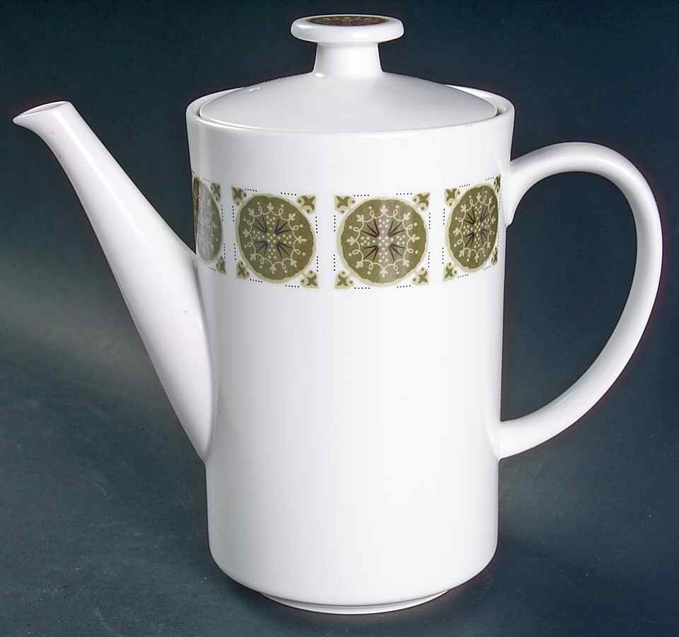 Arabesque Dark Green Coffee Pot & Lid by Noritake-1