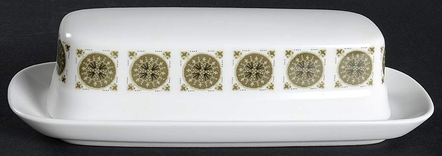 Arabesque Dark Green 1/4 Lb Covered Butter by Noritake-1