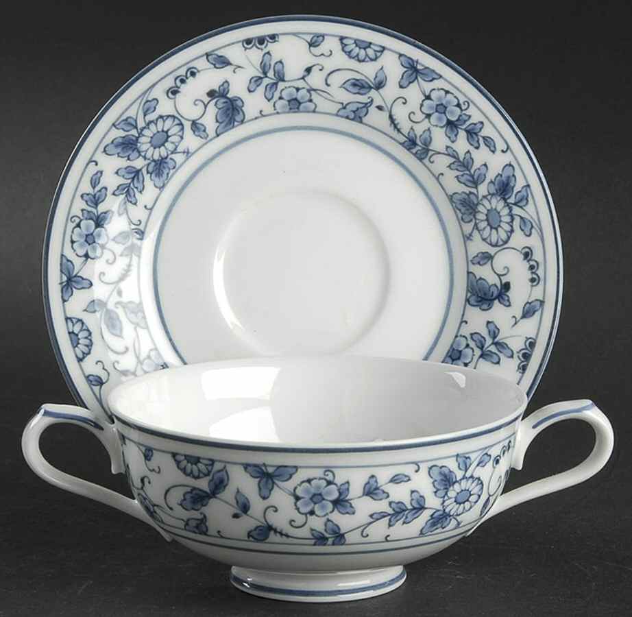 Arcadia Footed Cream Soup Bowl & Cup Saucer Set by Noritake-1