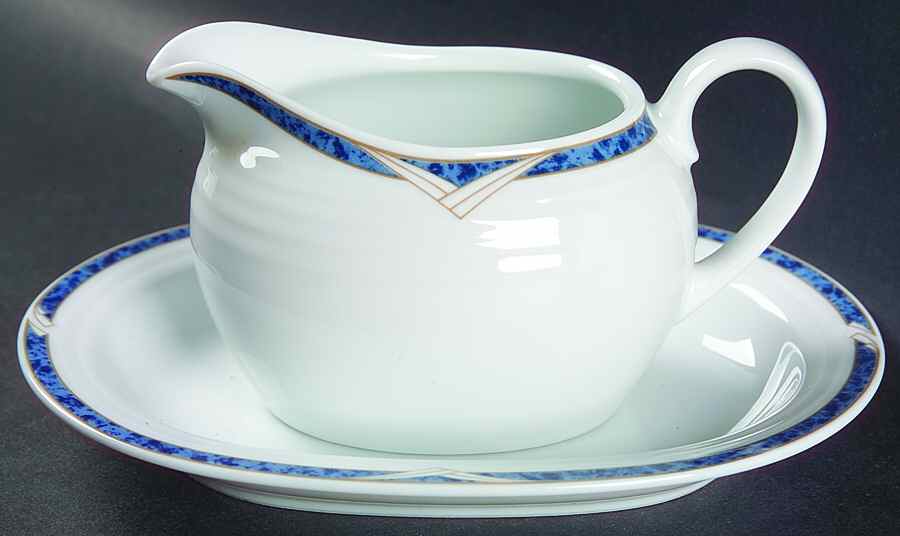 Arctic Blue Gravy Boat & Underplate by Noritake-1