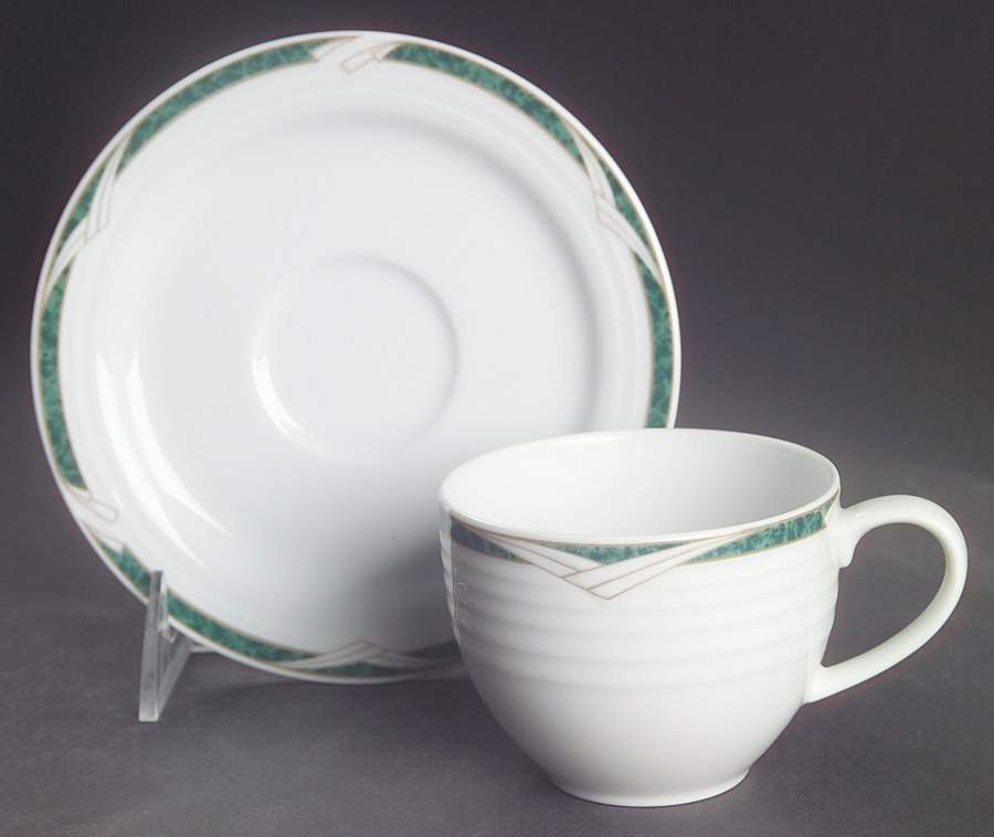 Arctic Green Flat Cup & Saucer Set by Noritake-1