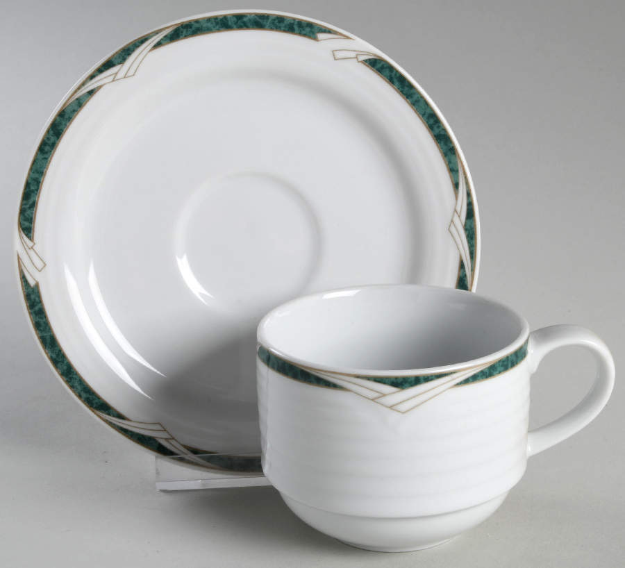 Arctic Green Flat Cup & Saucer Set by Noritake-1