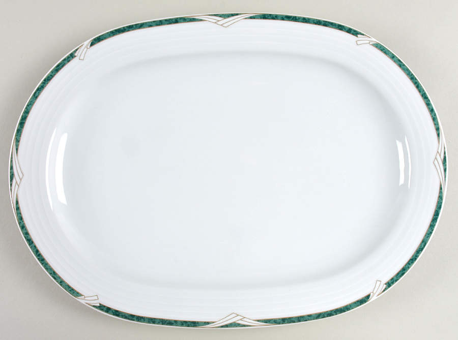 Arctic Green 14" Oval Serving Platter by Noritake-1