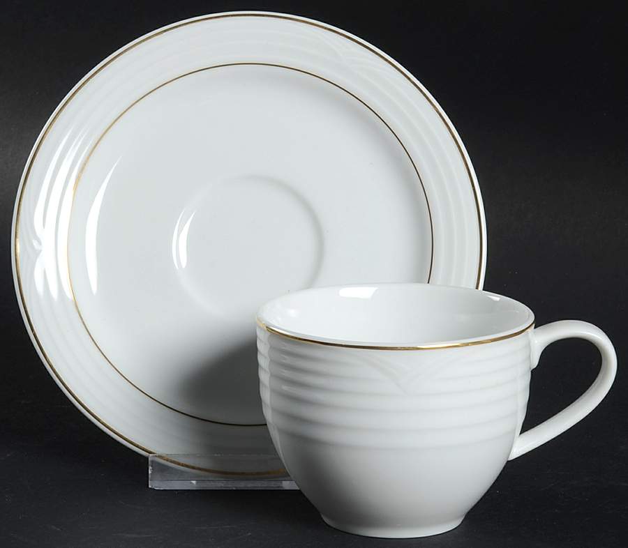 Arctic Gold Flat Cup & Saucer Set by Noritake-1