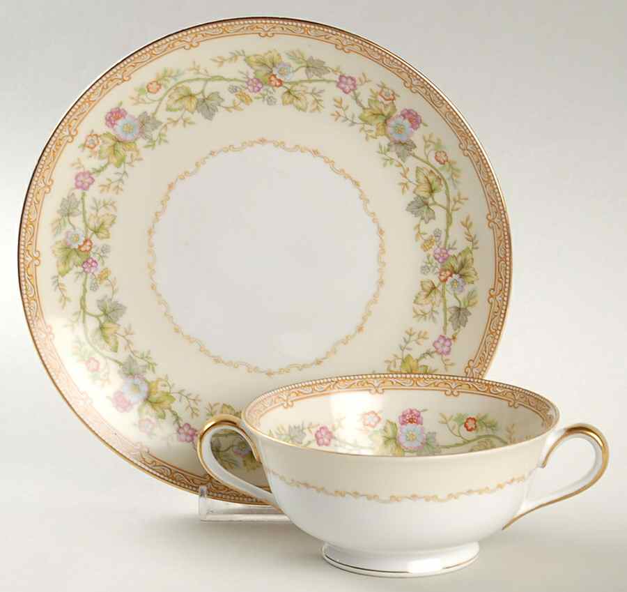 Ariana Footed Cream Soup Bowl & Saucer Set by Noritake-1