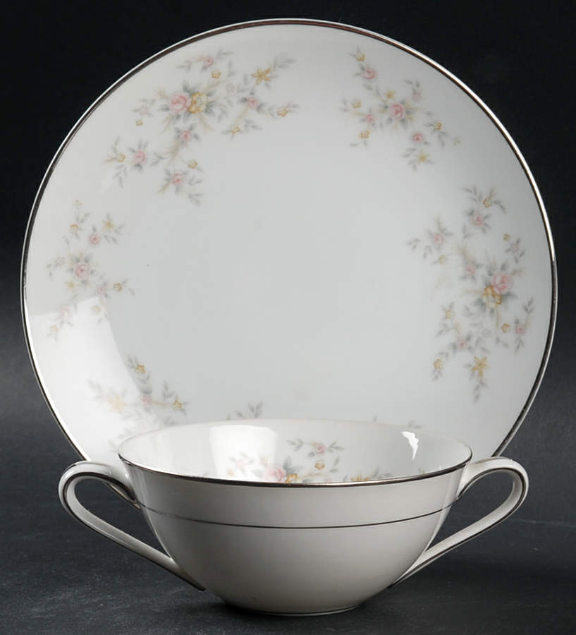 Arlene Flat Cream Soup Bowl & Saucer Set by Noritake-1
