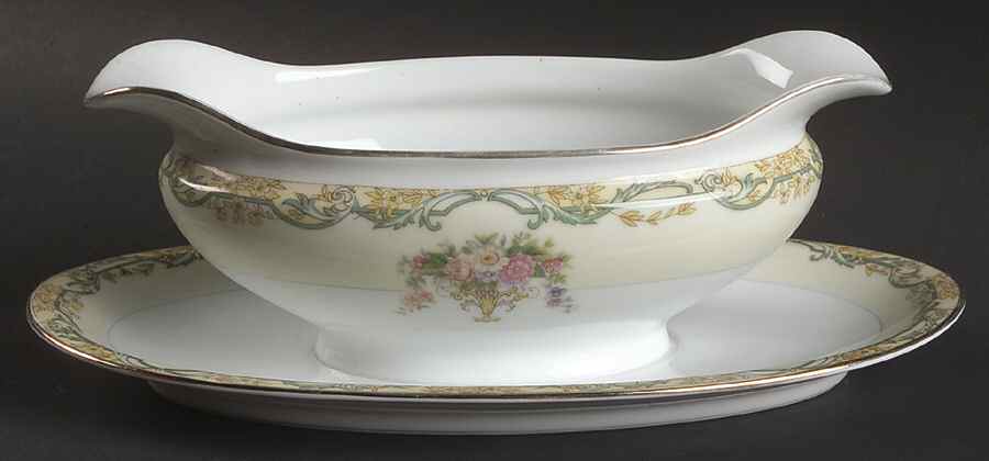 Arvana Gravy Boat with Attached Underplate by Noritake-1