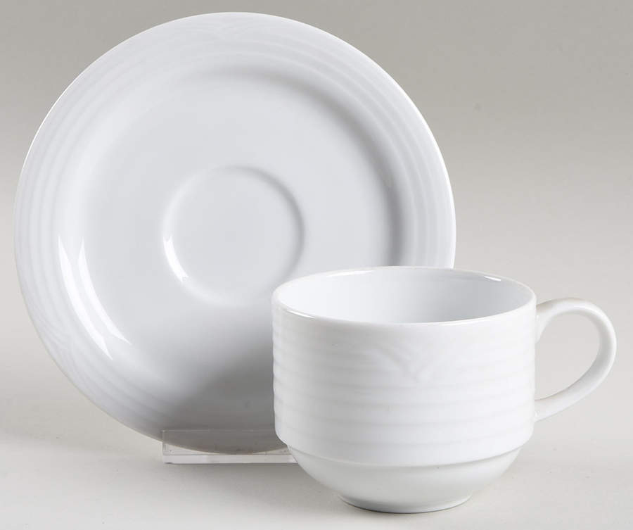 Arctic White Flat Cup & Saucer Set by Noritake-1