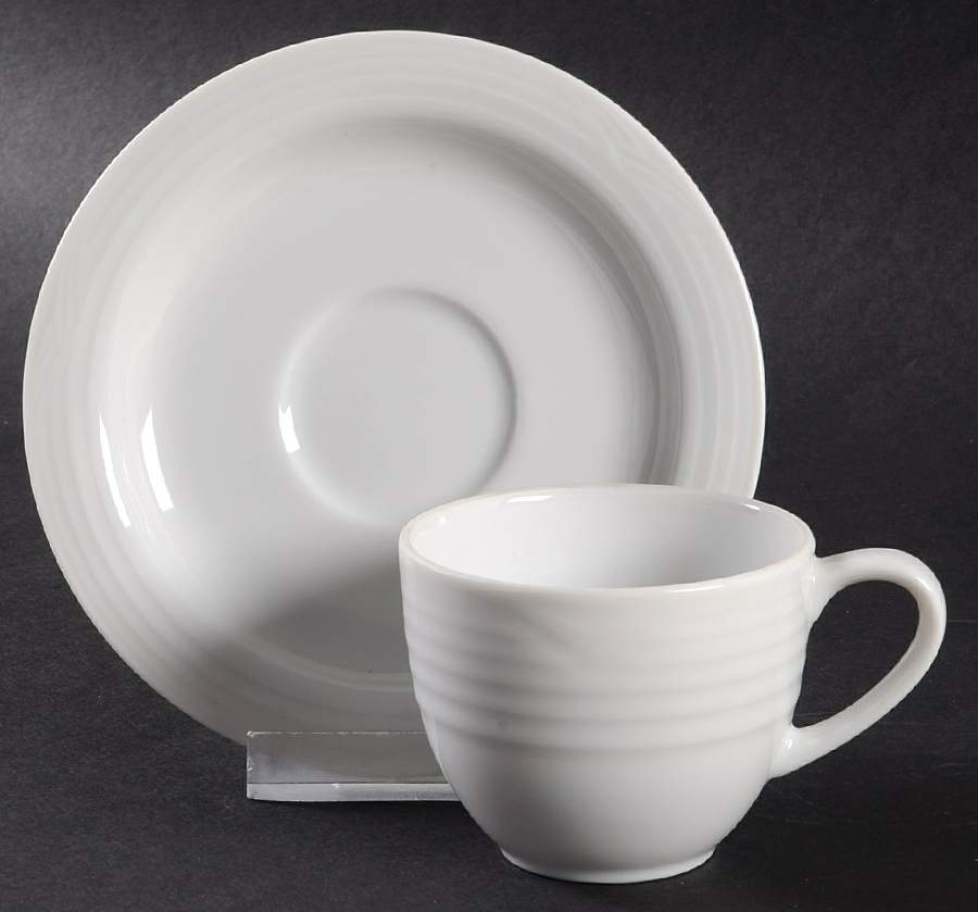 Arctic White Flat Demitasse Cup & Saucer Set by Noritake-1