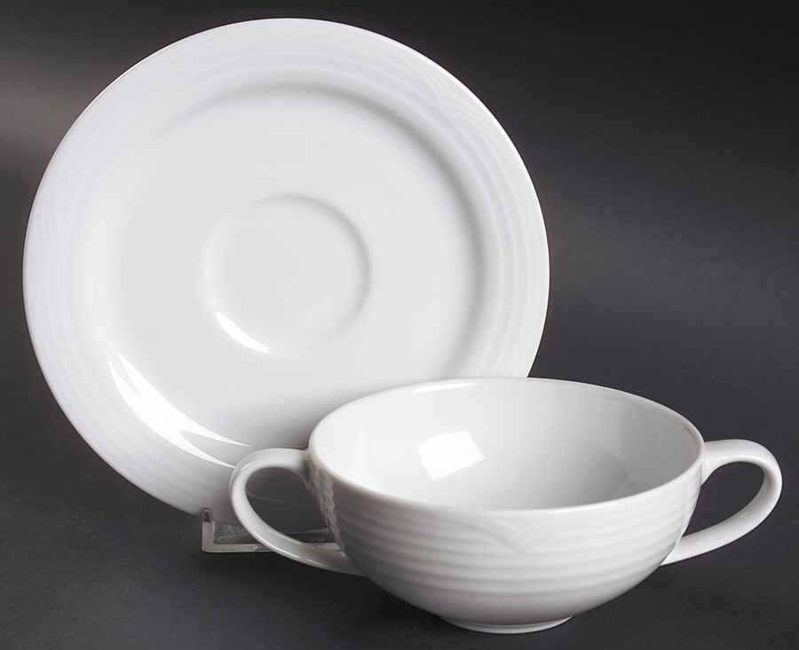 Arctic White Flat Cream Soup Bowl & Saucer Set by Noritake-1