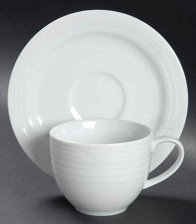 Arctic White Flat Cup & Saucer Set by Noritake-1