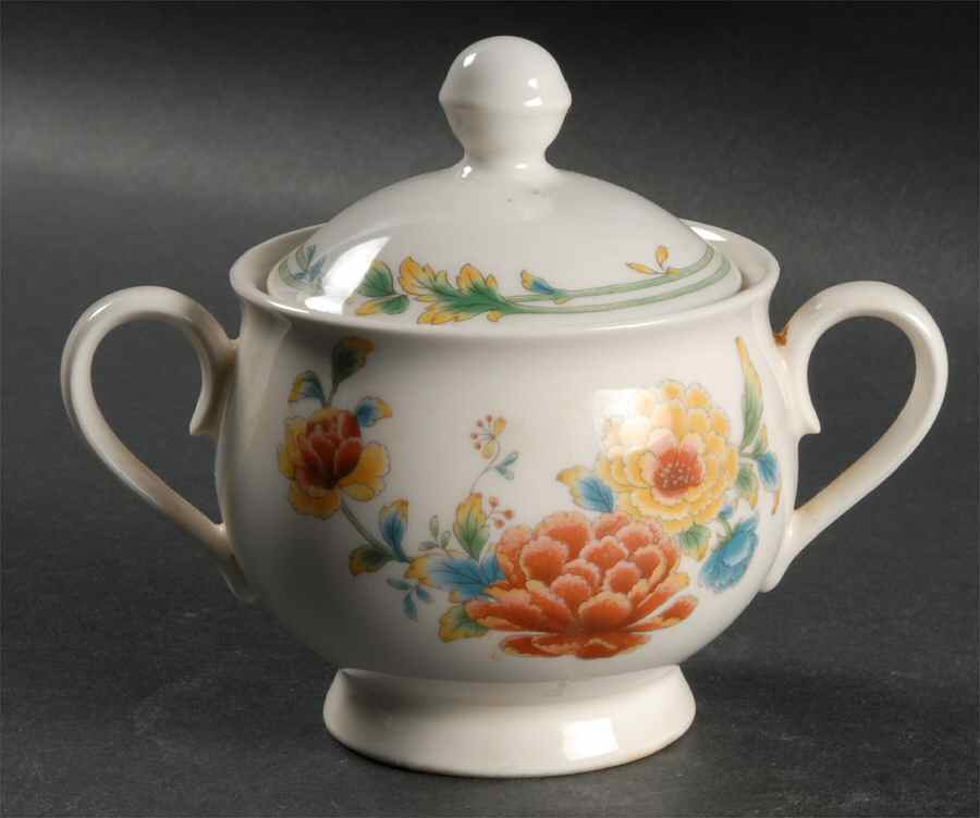Asian Bouquet Sugar Bowl & Lid by Noritake-1