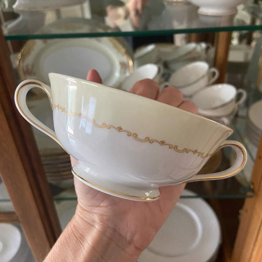 Ashford Footed Cream Soup Bowl & Saucer Set by Noritake-1