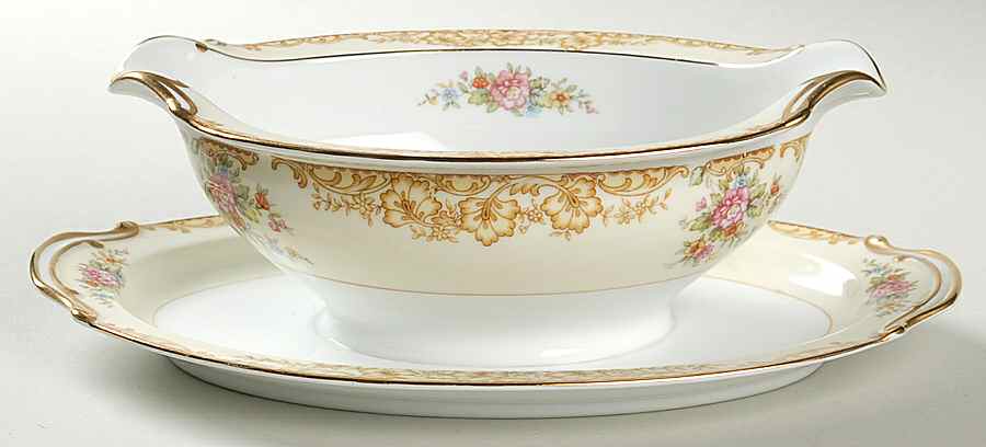 Ashford Gravy Boat with Attached Underplate by Noritake-1
