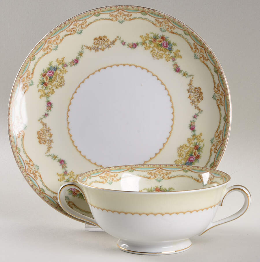 Ashley Footed Cream Soup Bowl & Saucer Set by Noritake-1