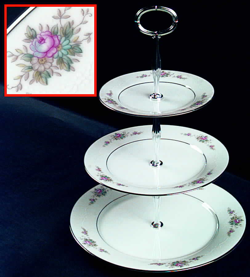 Astor Rose 13 7/8"-14 1/4" 3-Tiered Serving Tray(DP,SP,BB) HC by Noritake-1