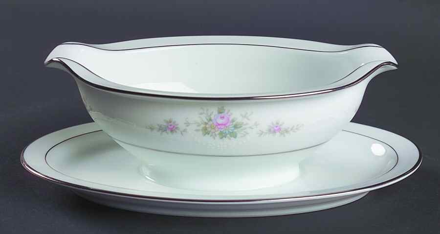 Astor Rose Gravy Boat with Attached Underplate by Noritake-1