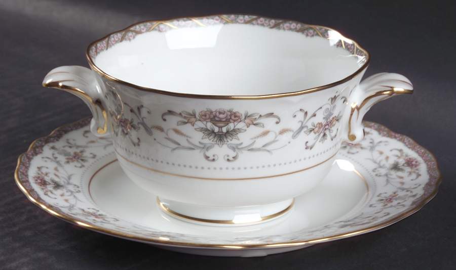 Astorbrook Cream Soup Bowl & Bread Plate/Saucer  Set by Noritake-1