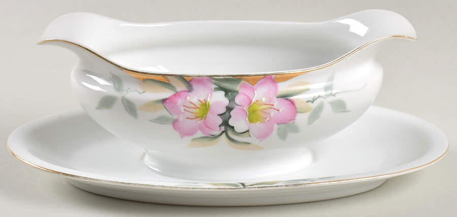 Azalea Gravy Boat with Attached Underplate by Noritake-1