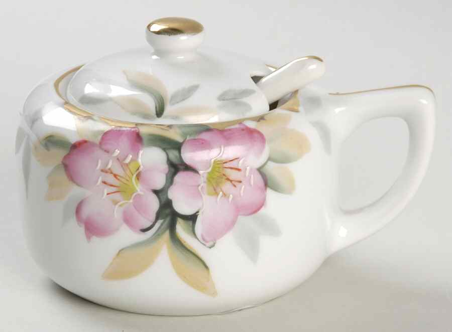 Azalea Mustard Jar & Lid with Spoon by Noritake-1
