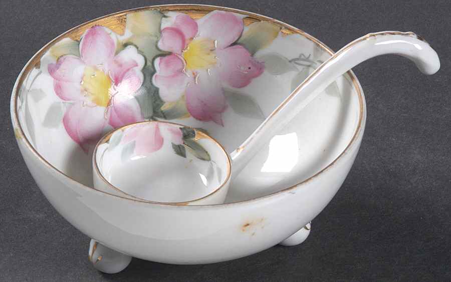 Azalea Whipped Cream Bowl and Ladle by Noritake-1