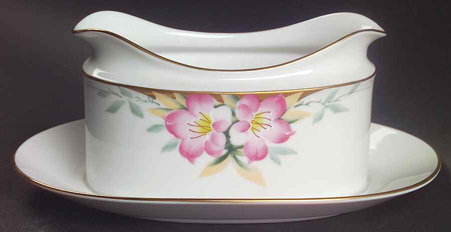 Azalea Gravy Boat with Attached Underplate by Noritake-1